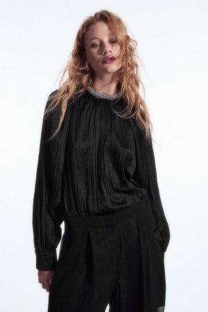 Blusa COS Plissé Long-sleeved Mujer Negros | 20471PANM