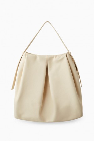 Bolso COS Oversized Plisado Shoulder - Cuero Mujer Creme | 31846SHAN