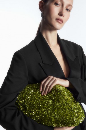 Bolso COS Oversized Sequinned Framed Clutch Mujer Verdes | 98167XQTD