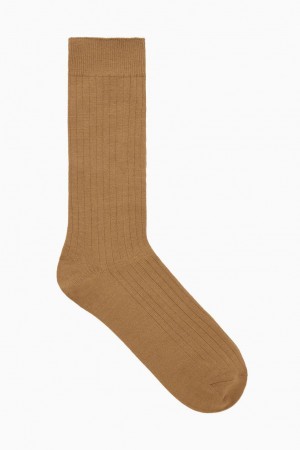 Calcetines COS Acanalado Lana Hombre Beige Oscuro | 89512QTCL