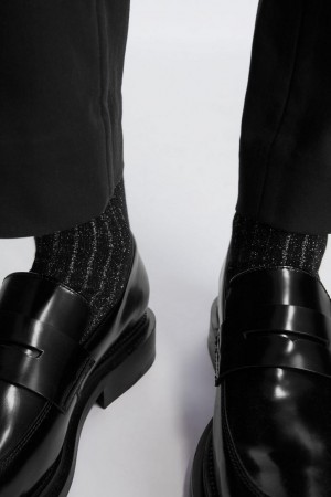 Calcetines COS Glittered Acanalado Hombre Negros | 01587NYSL