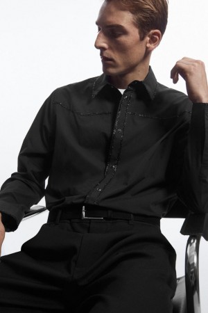 Camisa COS Embellished Western Hombre Negros | 76819GRUL