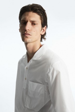 Camisa COS Half-placket Corta-sleeved Hombre Blancos | 04695UZME