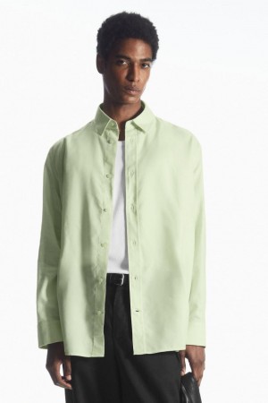 Camisa COS Oversized Ligeros Twill Hombre Verdes Claro | 68572PHES