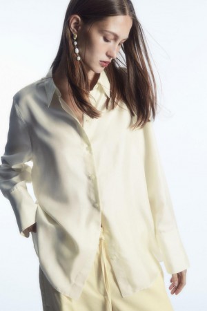 Camisa COS Oversized Pure Silk Mujer Blancos | 13684FZCH