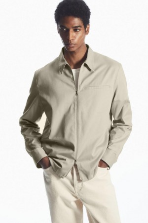 Camisa COS Twill Zip-up Hombre Grises | 60839YUVB