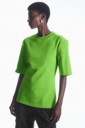 Camiseta COS Power-shoulder Waisted Mujer Verdes | 71653CBOP