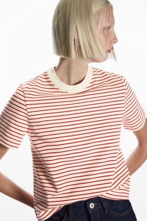 Camiseta COS The Clean Cut Mujer Rojos Blancos | 70653GVRC