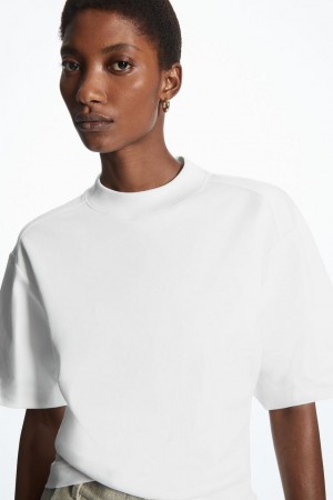 Camiseta COS Waisted Mock-neck Mujer Blancos | 80134NCFB