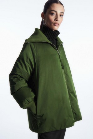 Chamarra COS Acanalado-collar Puffer Mujer Verdes Oscuro | 62415OWFN