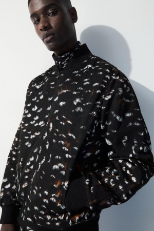 Chamarra COS The Feather-print Bomber Hombre Negros | 23079LFIO