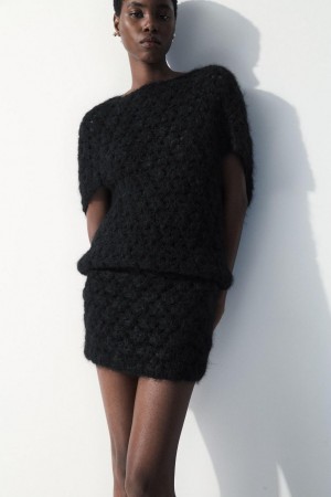 Falda COS The Crochet-knit Mini Mujer Negros | 74326HADS