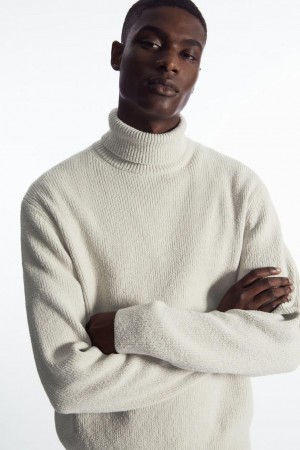 Jerséis COS Bouclé-knit Roll-neck Hombre Grises | 30965WBIE