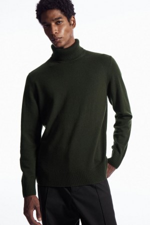 Jerséis COS Lana-cashmere Turtleneck Hombre Kaki Oscuro | 46395MNDT