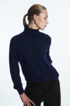 Jerséis COS Merino Lana Roll-neck Mujer Azul Marino | 65741UCEA