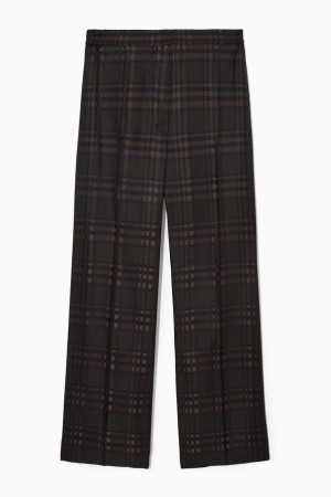 Pantalones COS Directo-leg Checked Jacquard Mujer Marrom Negros | 79168PXVZ