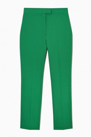 Pantalones COS Directo-leg Lana Mujer Verdes | 26908MBWN