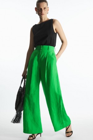 Pantalones COS High-waisted Anchos-leg Mujer Verdes Claro | 57893TKOS