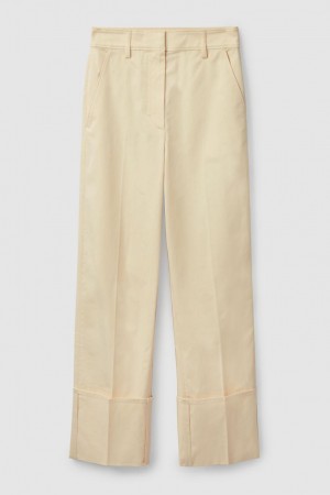 Pantalones COS Regular-fit Turn-up Mujer Creme | 59876KSMV