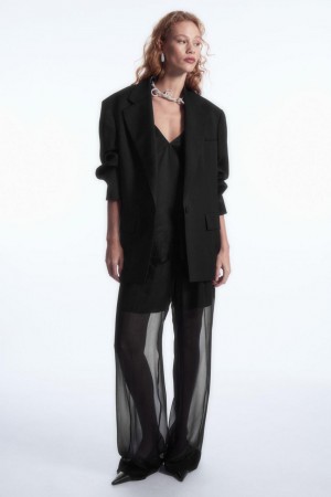 Pantalones COS Sheer Silk Mujer Negros | 20849TDIQ