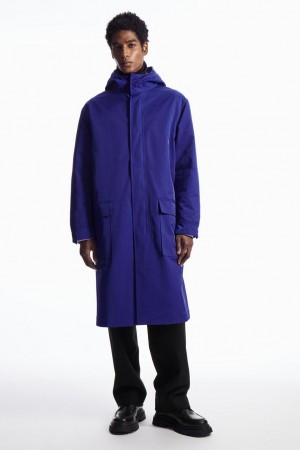 Parka COS Encapuchado Acolchado Hombre Azules Claro | 01824EUDQ