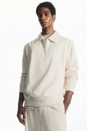 Sudadera COS Collared Half-zip Hombre Creme | 73269AHFT