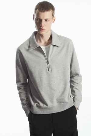 Sudadera COS Collared Half-zip Hombre Grises | 50296HWQL