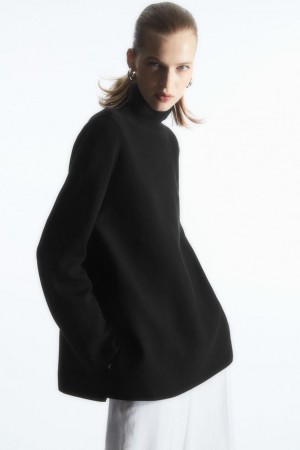 Top COS A-line Funnel-neck Mujer Negros | 84075UOVA