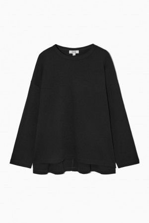 Top COS Stepped-hem Long-sleeved Mujer Negros | 94023VEAP