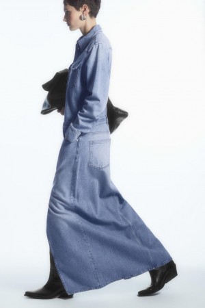 Vestido COS Denim Maxi Shirt Mujer Azules Claro | 19872FRAH