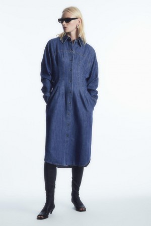 Vestido COS Oversized Waisted Denim Shirt Mujer Azules | 62837AUSJ