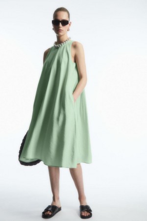 Vestido COS Racer-neck Midi Mujer Verdes Claro | 45830JATO