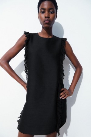 Vestido COS The Ruffled Shift Mujer Negros | 70945FUWO