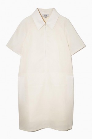 Vestido COS Utility Shirt Mujer Creme | 14096IFJL