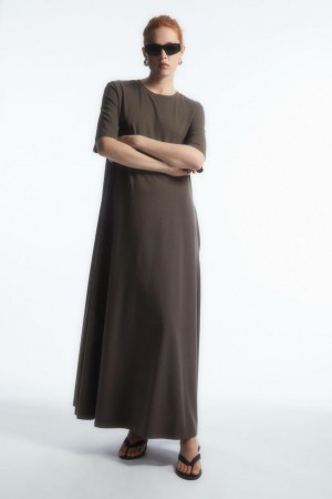 Vestido COS Voluminous Maxi T-shirt Mujer Marrom | 58469IHUS