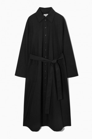 Vestido COS Waisted Midi Shirt Mujer Negros | 35214CYRI