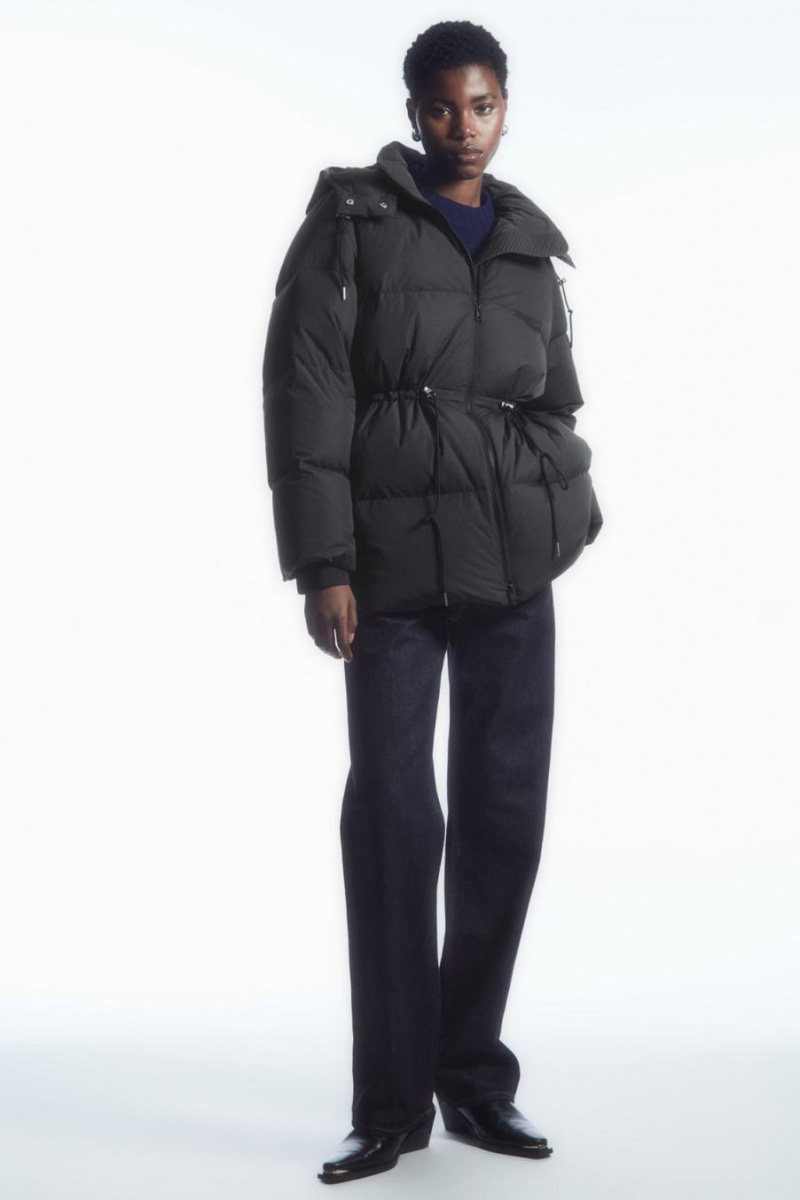 Abrigos COS Drawstring-waist Puffer Mujer Negros | 90172WSQN