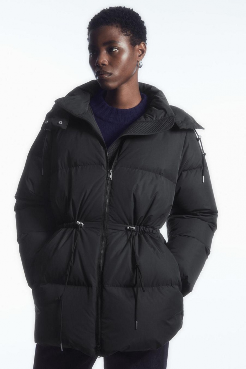 Abrigos COS Drawstring-waist Puffer Mujer Negros | 90172WSQN