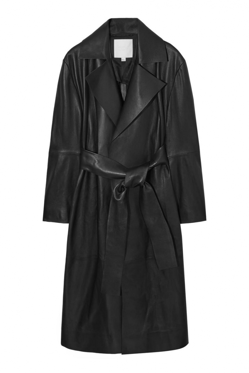 Abrigos COS Oversized Cuero Trench Mujer Negros | 75106HPMT