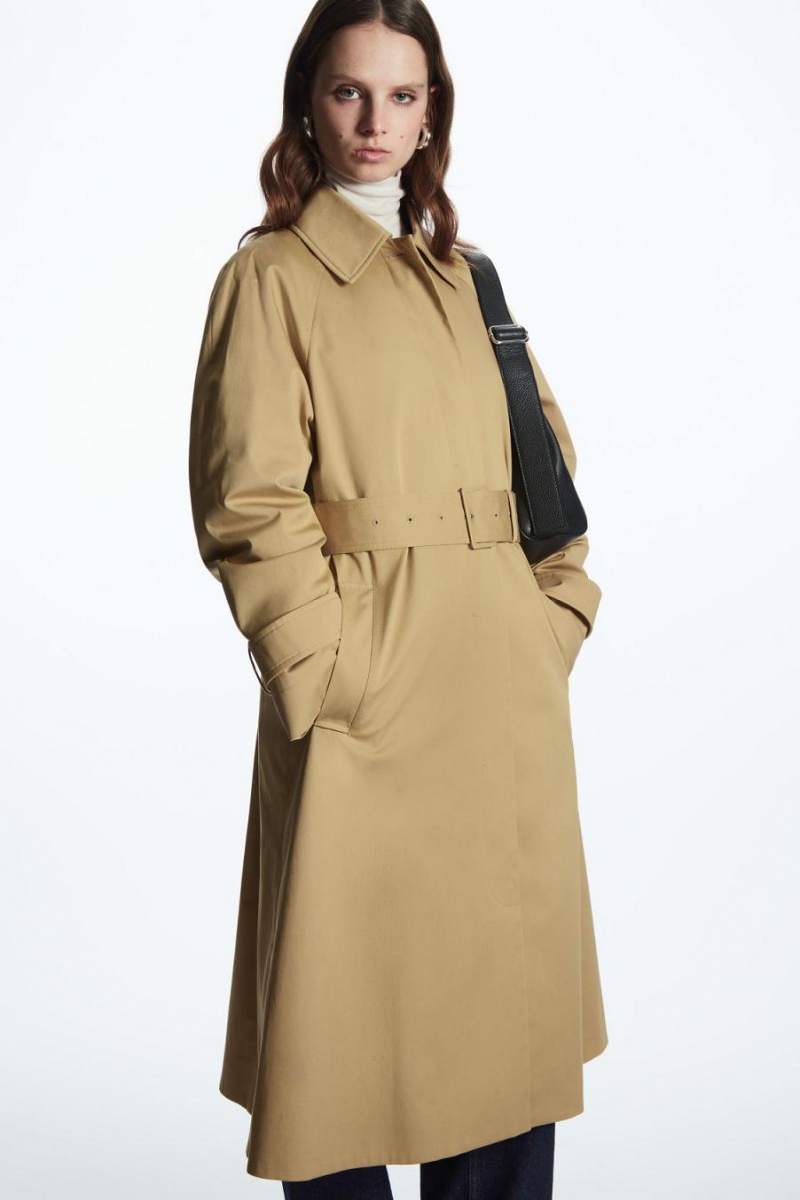 Abrigos COS Regular-fit Twill Trench Mujer Beige | 07961MVWP