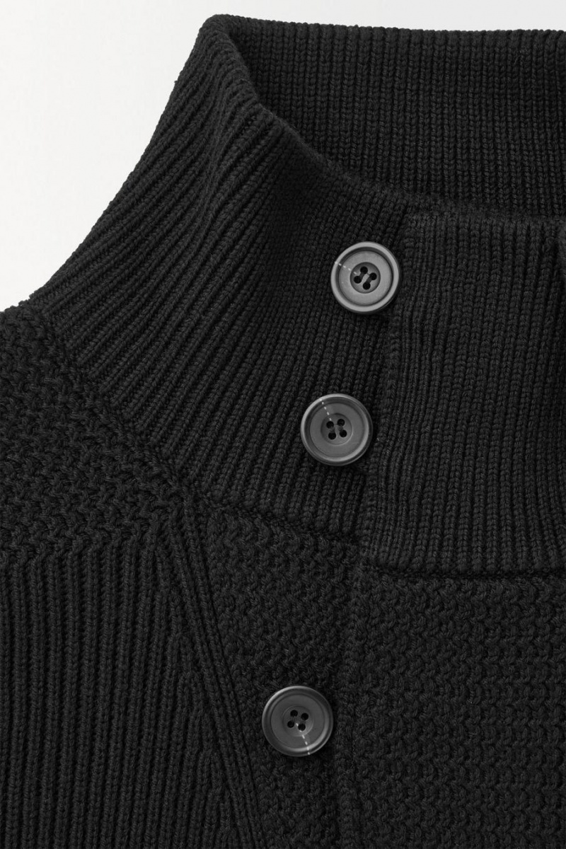 Abrigos COS The Funnel-neck De Punto Lana Hombre Negros | 80946SBGX