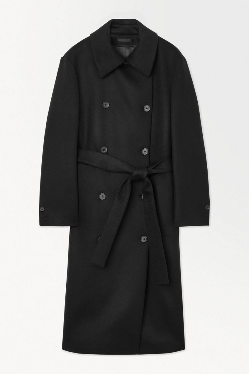 Abrigos COS The Recycled-cashmere Trench Mujer Negros | 61504WLNQ