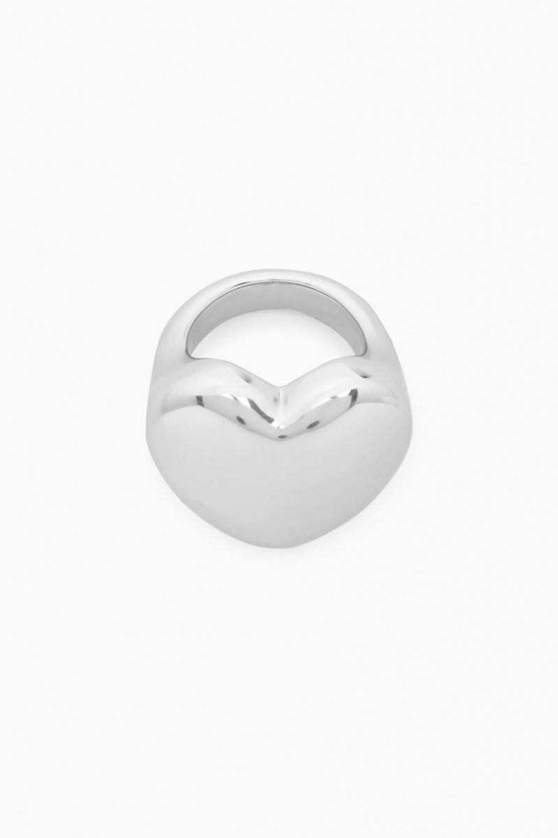 Anillo COS Heart Signet Mujer Plateados | 32487DMHY