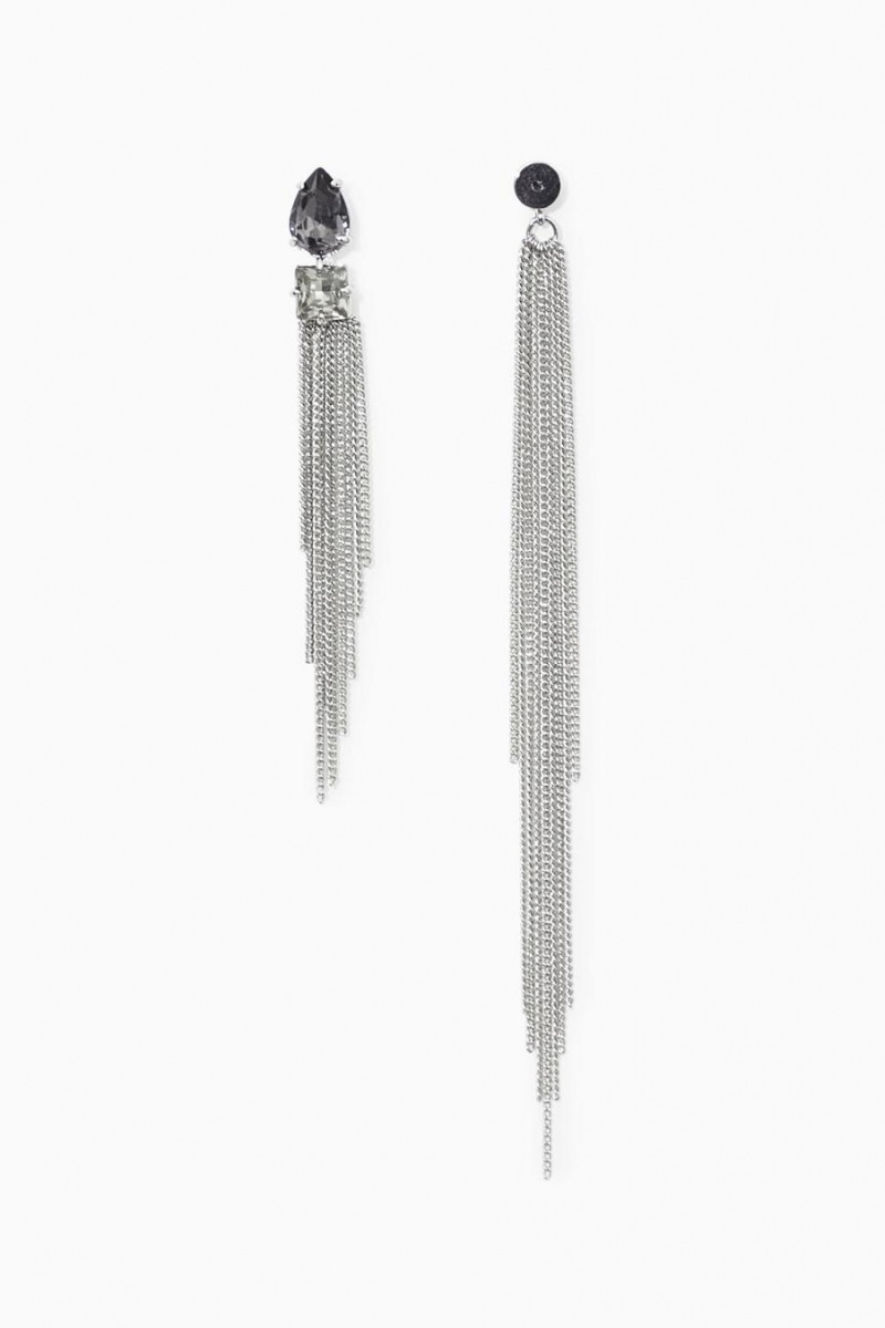 Aretes COS Crystal-embellished Chainmail Mujer Plateados | 18356DVUG