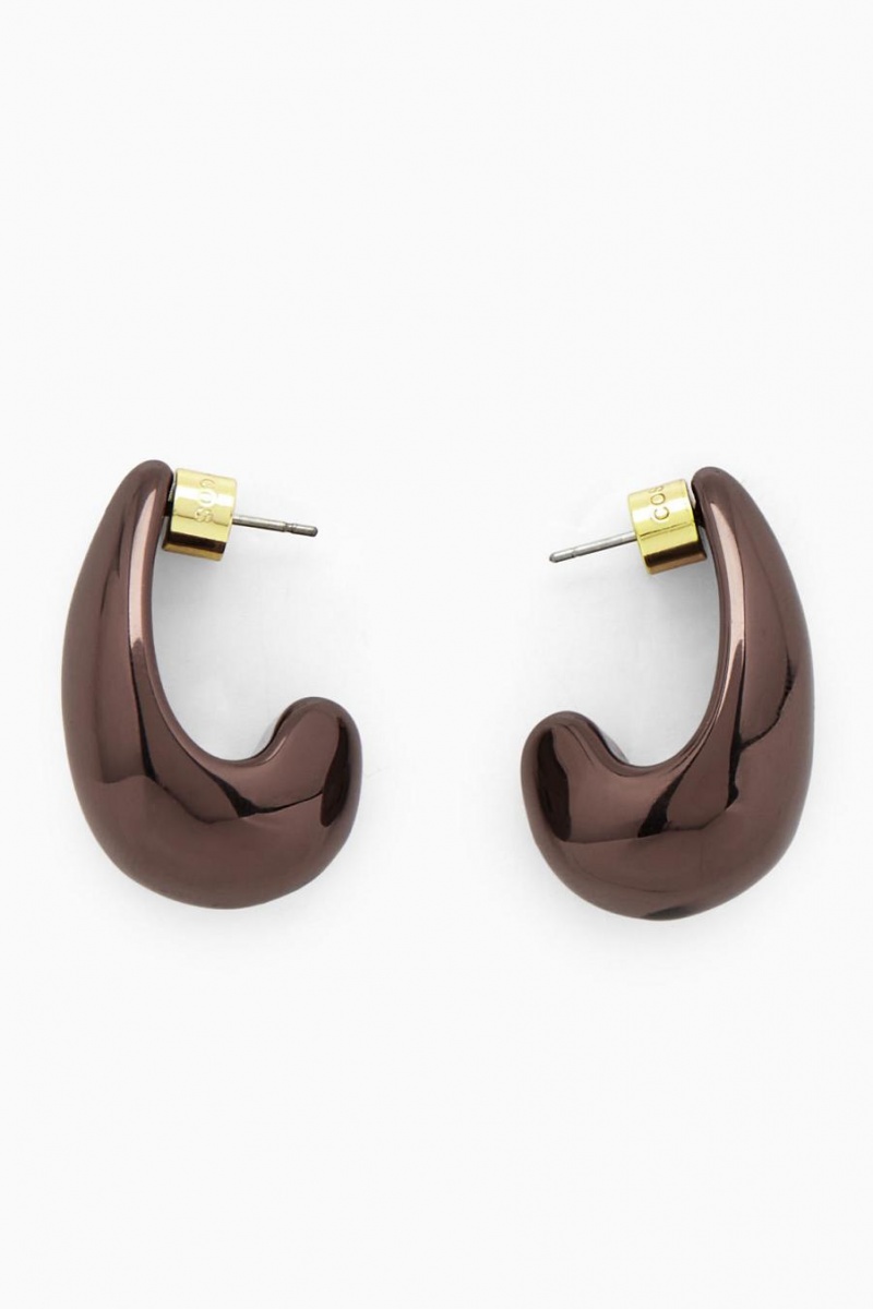 Aretes COS Curved Teardrop Mujer Marrom Oscuro | 31742MKZQ