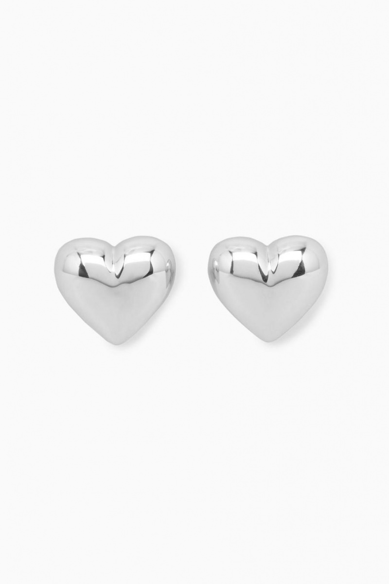 Aretes COS Heart Clip-on Mujer Plateados | 79523DELB