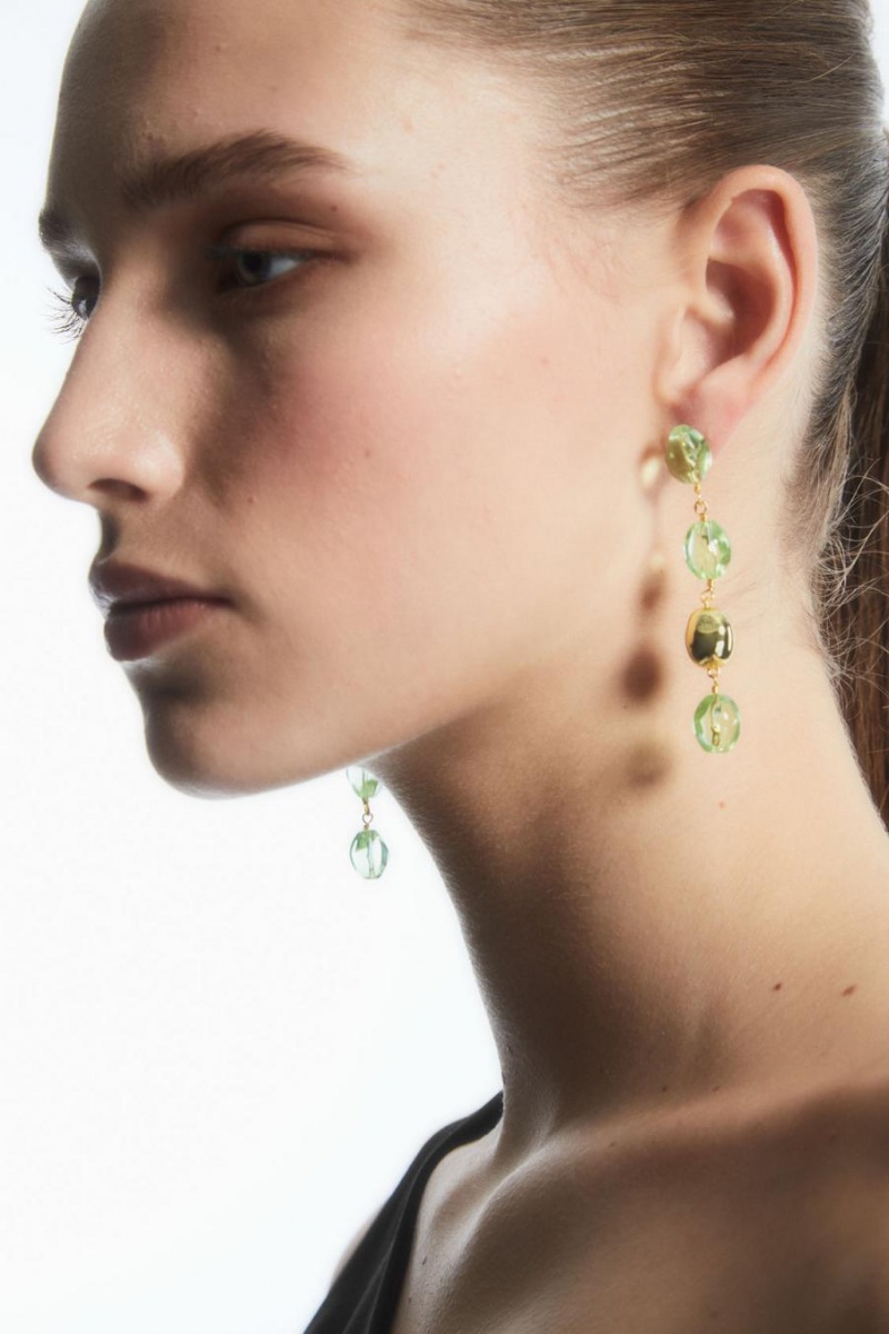 Aretes COS Mismatched Beaded Drop Mujer Verdes Claro Dorados | 81679BUEZ