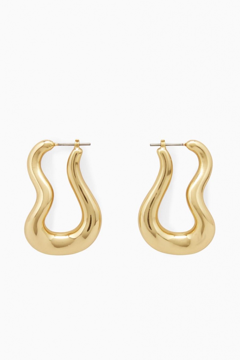 Aretes COS Wavy Hoop Mujer Dorados | 65320IHOW