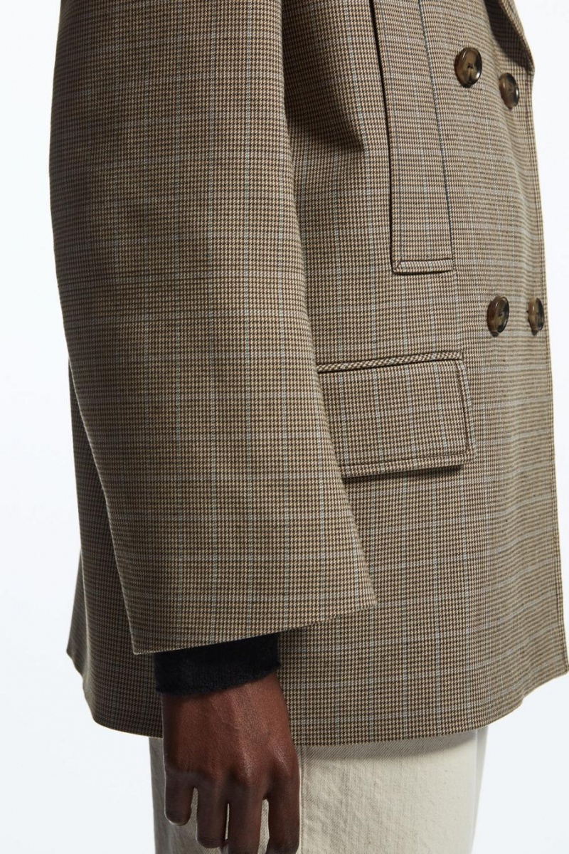 Blazer COS Checked Double-breasted Mujer Marrom | 12348TWUB