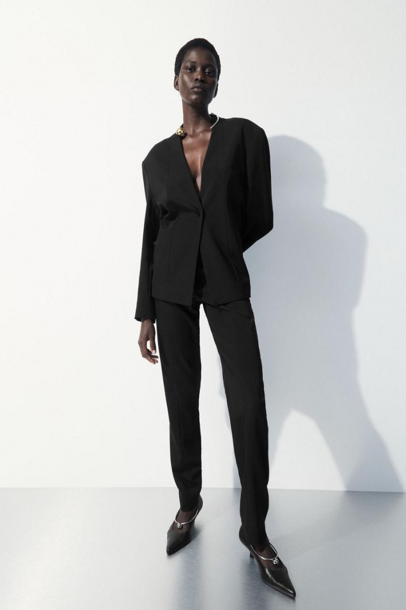 Blazer COS The Draped-waist Mujer Negros | 63410CWKN